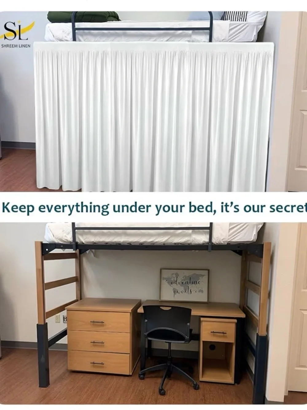 White Twin XL Bed Skirt - 56